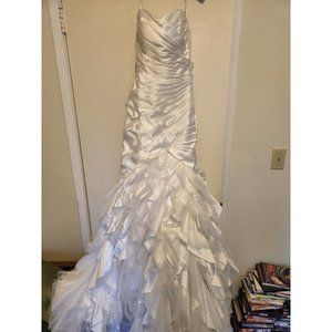 Sottero & Midgley strapless corset mermaid ruffles wedding dress sz 6 SMALL